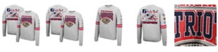 Mitchell & Ness Men's Heathered Gray New England Patriots Allover Print Fleece Pullover Sweatshirt